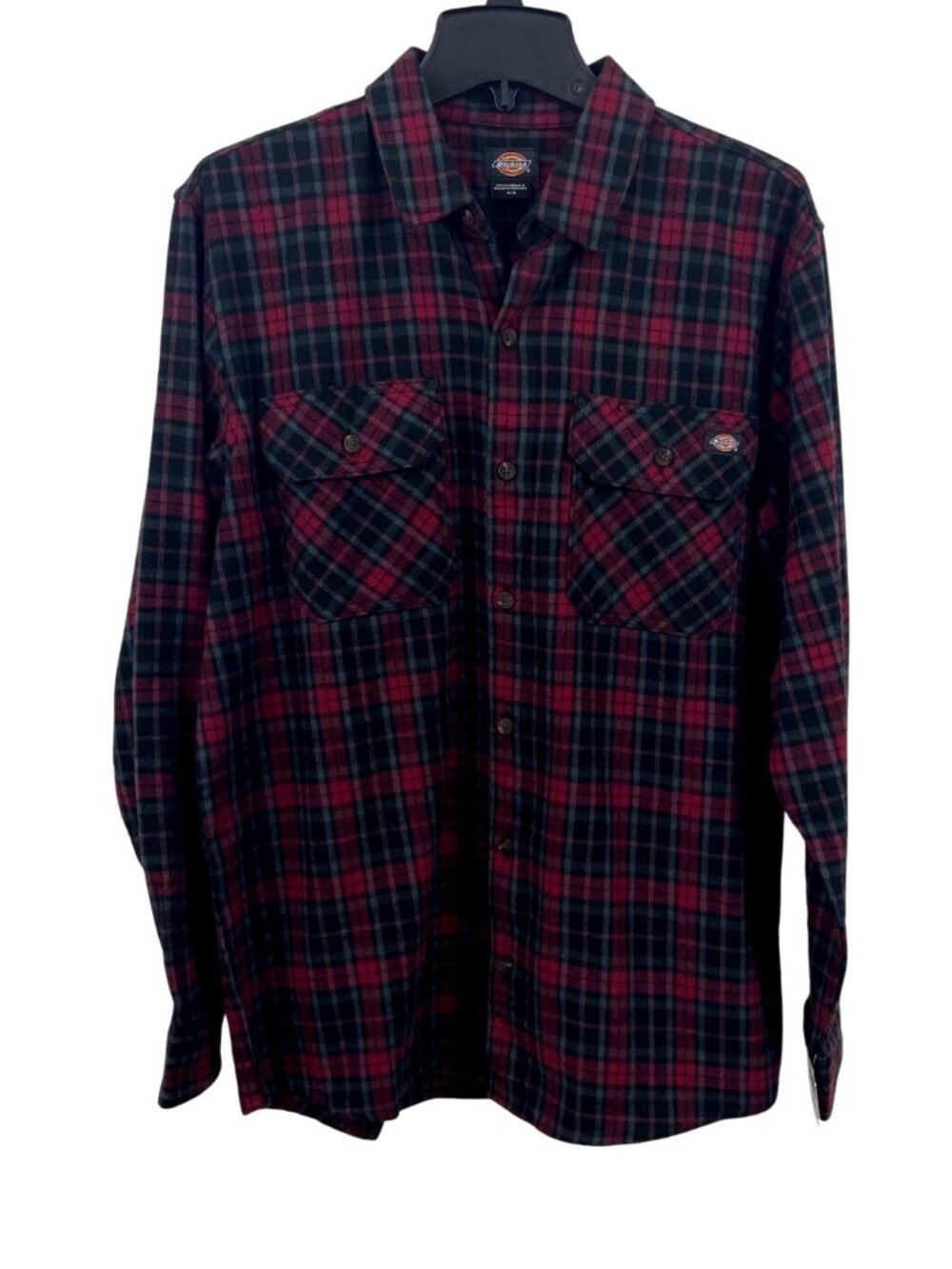Dickies Mens Red & Black Plaid Flannel Shirt Button-Up Size Medium